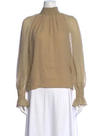 Pre-owned Tory Burch Silk Printed Blouse In Brown