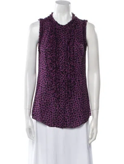 Pre-owned Tory Burch Silk Printed Blouse In Multi