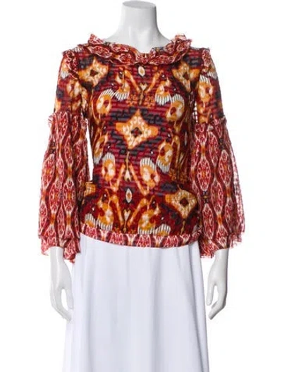 Pre-owned Tory Burch Silk Printed Blouse In Multi
