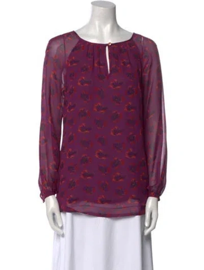 Pre-owned Tory Burch Silk Printed Blouse In Multi