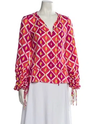Pre-owned Tory Burch Silk Printed Blouse In Multi