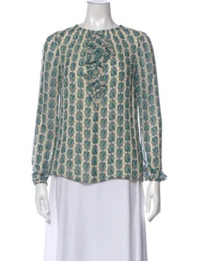 Pre-owned Tory Burch Silk Printed Blouse In Multi