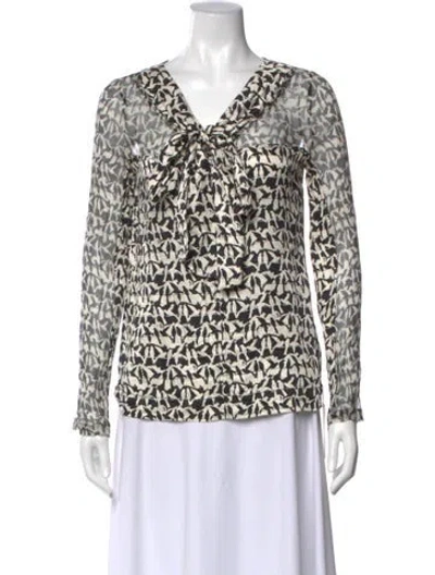 Pre-owned Tory Burch Silk Printed Blouse In Multi