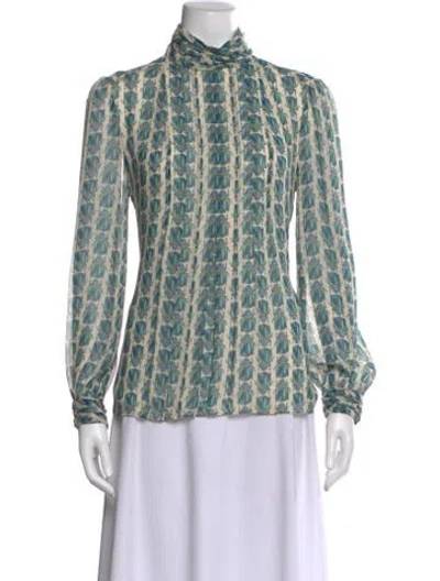 Pre-owned Tory Burch Silk Printed Blouse In Multi