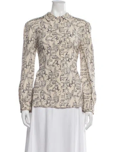 Pre-owned Tory Burch Silk Printed Blouse In Multi
