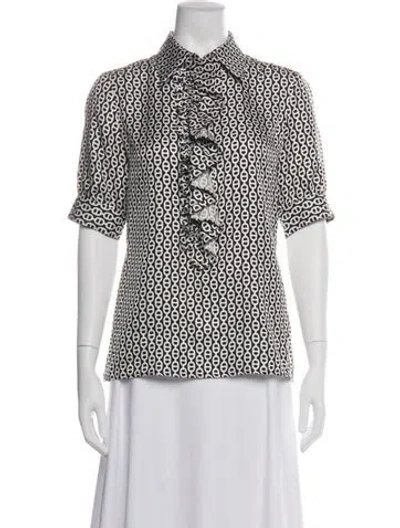 Pre-owned Tory Burch Silk Printed Blouse In Neutral