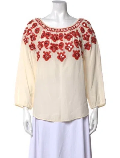 Pre-owned Tory Burch Silk Printed Blouse In Neutrals