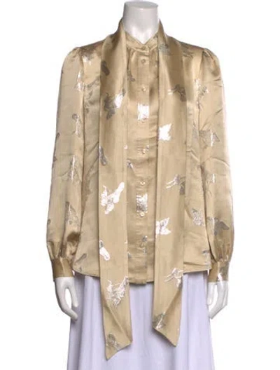 Pre-owned Tory Burch Silk Printed Blouse In Neutrals
