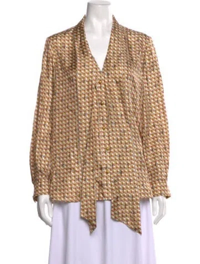 Pre-owned Tory Burch Silk Printed Blouse In Orange