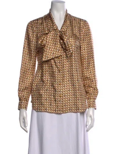 Pre-owned Tory Burch Silk Printed Blouse In Orange