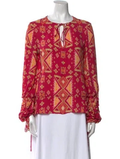 Pre-owned Tory Burch Silk Printed Blouse In Pink