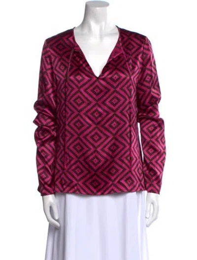 Pre-owned Tory Burch Silk Printed Blouse In Pink