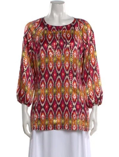 Pre-owned Tory Burch Silk Printed Blouse In Pink