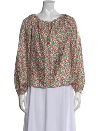 Pre-owned Tory Burch Silk Printed Blouse In Red