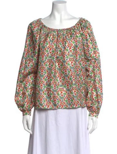 Pre-owned Tory Burch Silk Printed Blouse In Red