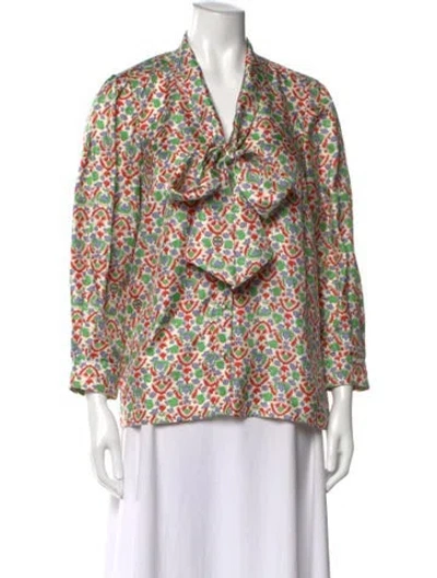 Pre-owned Tory Burch Silk Printed Blouse In Red