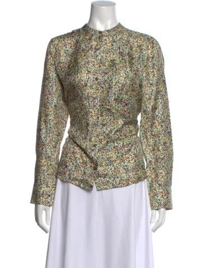 Pre-owned Tory Burch Silk Printed Blouse W/ Tags In Multi
