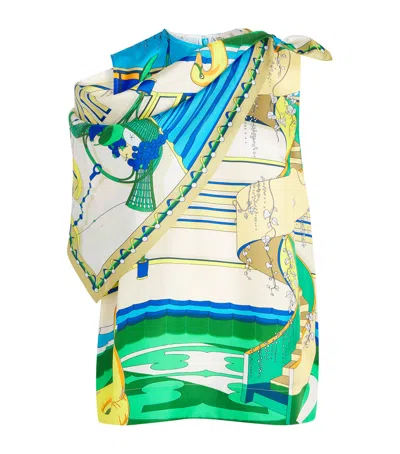 Tory Burch Silk Printed Cape And Top In Multi