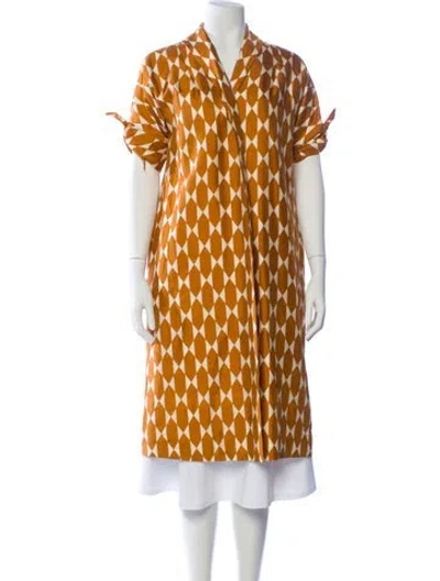 Pre-owned Tory Burch Silk Printed Coat In Neutral