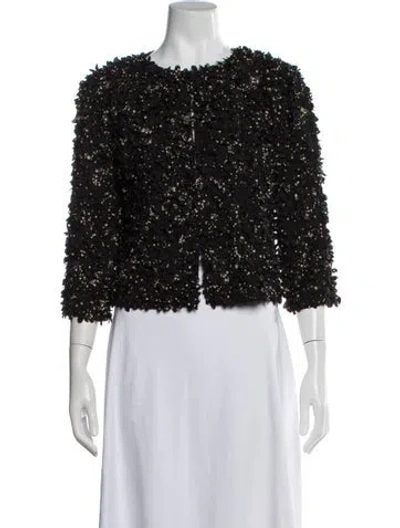 Pre-owned Tory Burch Silk Printed Evening Jacket In Black