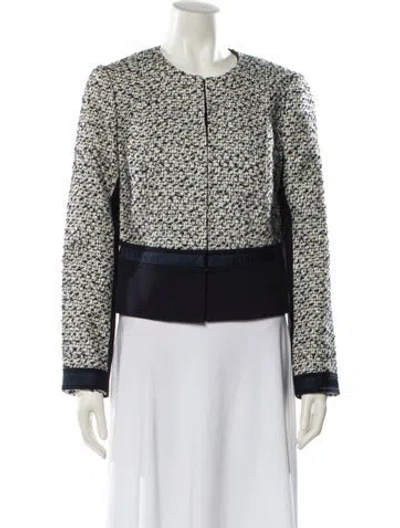 Pre-owned Tory Burch Silk Printed Evening Jacket In Blue