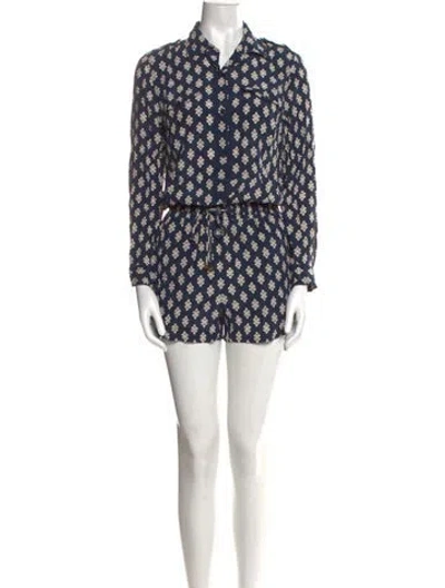 Pre-owned Tory Burch Silk Printed Romper In Neutral