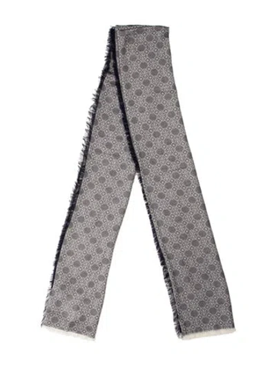 Pre-owned Tory Burch Silk Printed Scarf In Blue