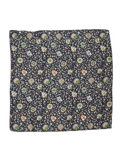 Pre-owned Tory Burch Silk Printed Scarf In Blue