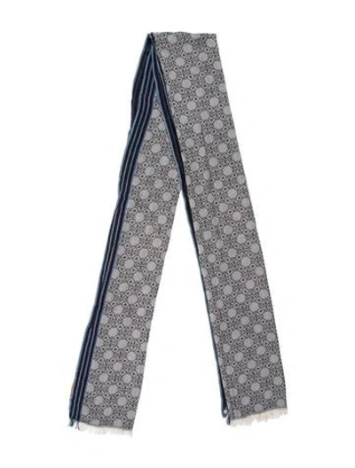 Pre-owned Tory Burch Silk Printed Scarf In Blue