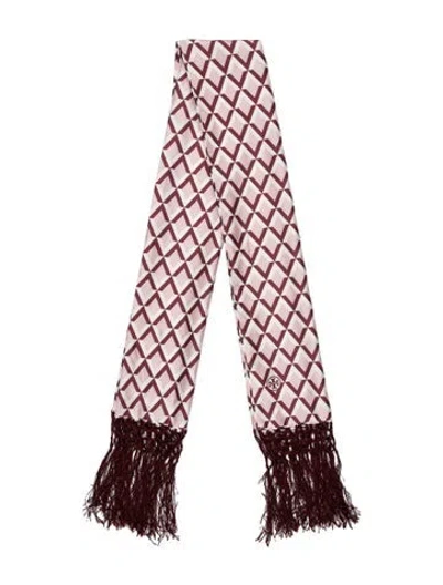 Pre-owned Tory Burch Silk Printed Scarf In Burgundy