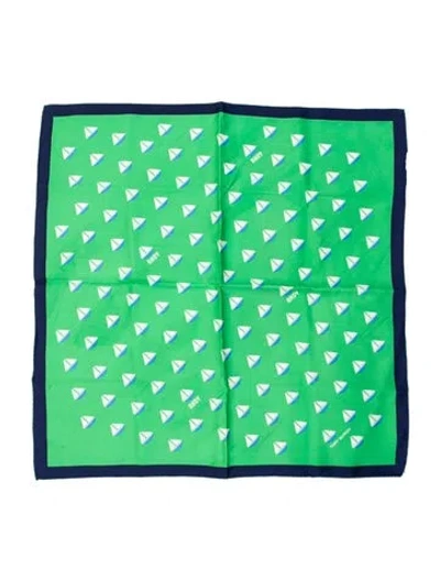 Pre-owned Tory Burch Silk Printed Scarf In Green