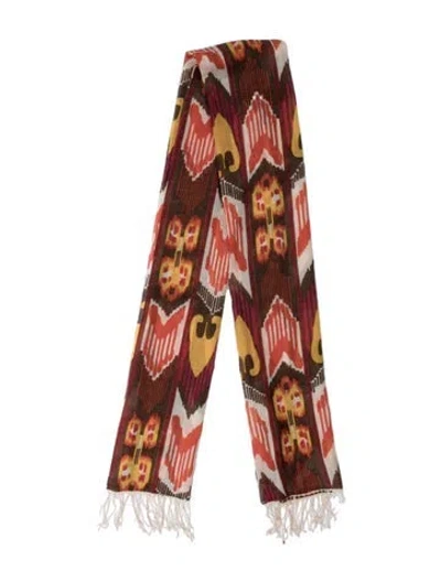 Pre-owned Tory Burch Silk Printed Scarf In Orange