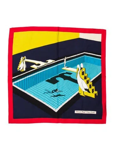 Pre-owned Tory Burch Silk Printed Scarf In Red