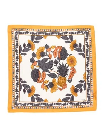 Pre-owned Tory Burch Silk Printed Scarf W/ Tags In Neutrals