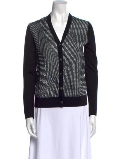 Pre-owned Tory Burch Silk Printed Sweater In Black
