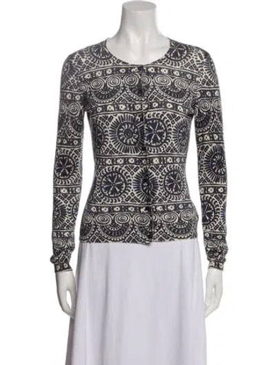 Pre-owned Tory Burch Silk Printed Sweater In Multi