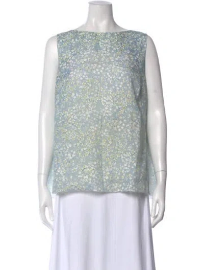 Pre-owned Tory Burch Silk Printed Top In Green