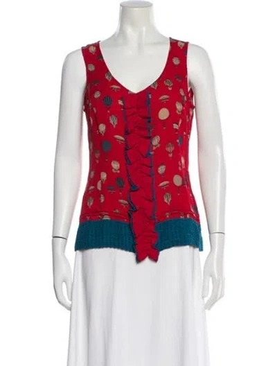 Pre-owned Tory Burch Silk Printed Top In Pink