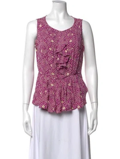 Pre-owned Tory Burch Silk Printed Top In Purple