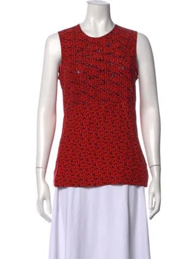 Pre-owned Tory Burch Silk Printed Top In Red