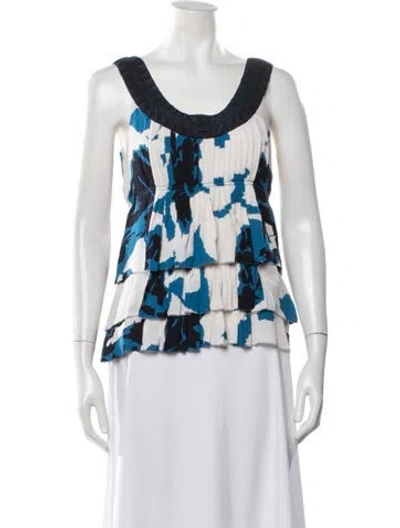 Pre-owned Tory Burch Silk Printed Top In White