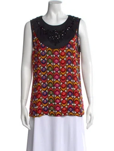 Pre-owned Tory Burch Silk Printed Top In Yellow