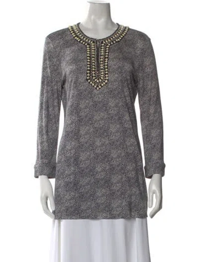 Pre-owned Tory Burch Silk Printed Tunic In Blue