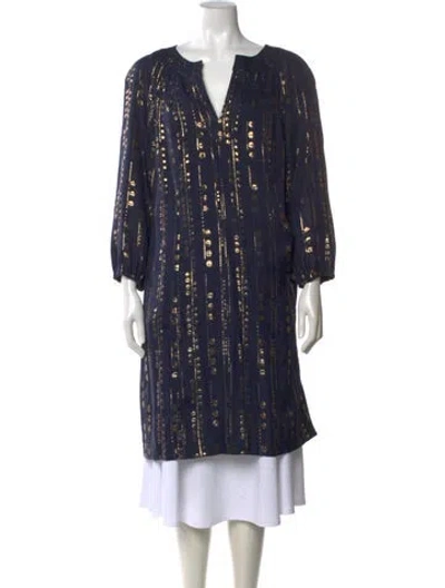 Pre-owned Tory Burch Silk Printed Tunic In Blue