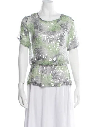 Pre-owned Tory Burch Silk Printed Tunic In Green