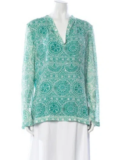 Pre-owned Tory Burch Silk Printed Tunic In Multi
