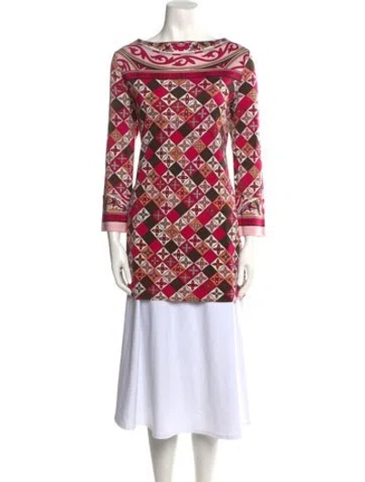 Pre-owned Tory Burch Silk Printed Tunic In Pink