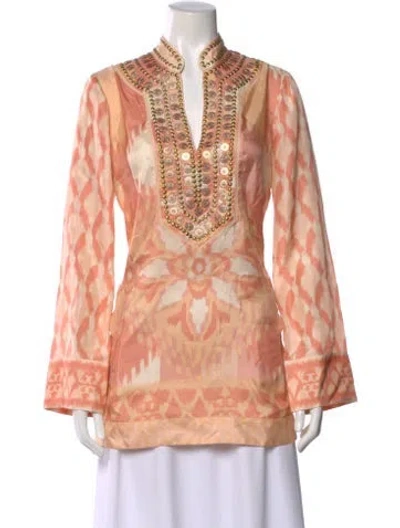 Pre-owned Tory Burch Silk Printed Tunic In Pink