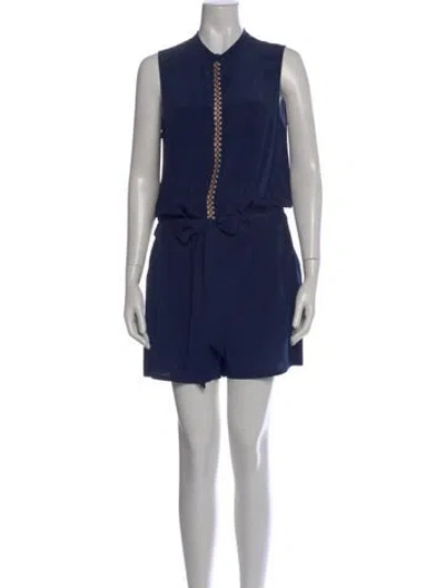 Pre-owned Tory Burch Silk Romper In Blue