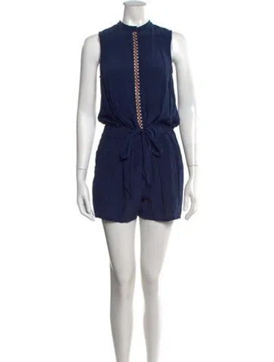 Pre-owned Tory Burch Silk Romper In Blue